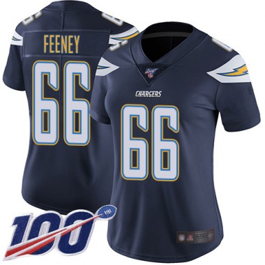 Los Angeles Chargers NFL Football Dan Feeney Navy Blue Jersey Women Limited 66 Home 100th Season Vapor Untouchable